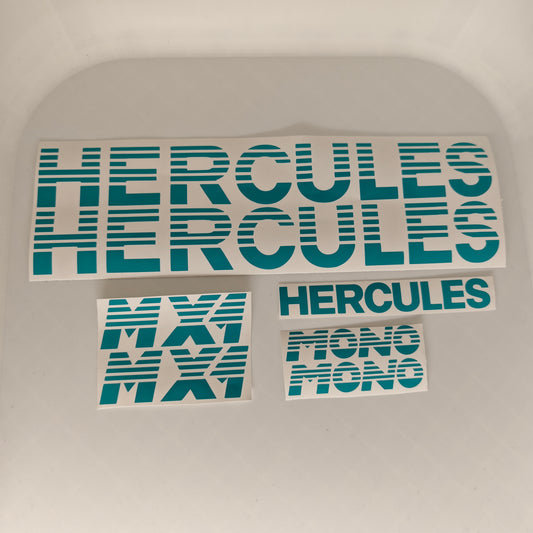 Hercules MX1 Aufkleber-Set Türkisblau komplett – 7-teilig